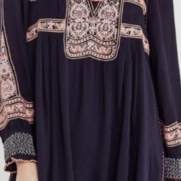 Free People Wind Willow Long Sleeve Sheer Embroidered FloralMini Dress - Picture 2 of 16